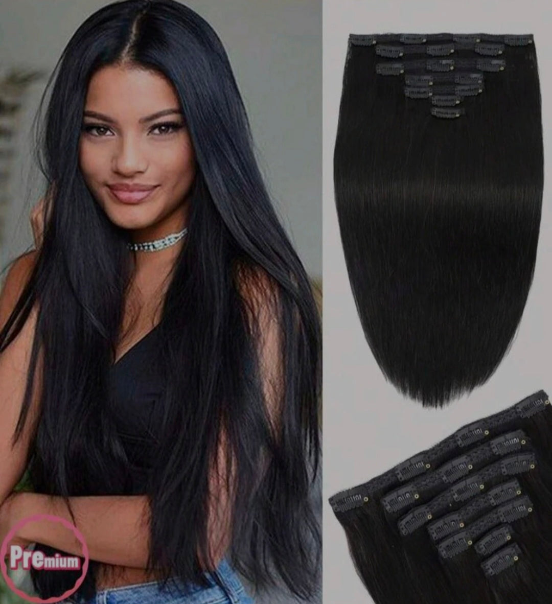 7pcs Clip in Straight Natural Hair Extensions